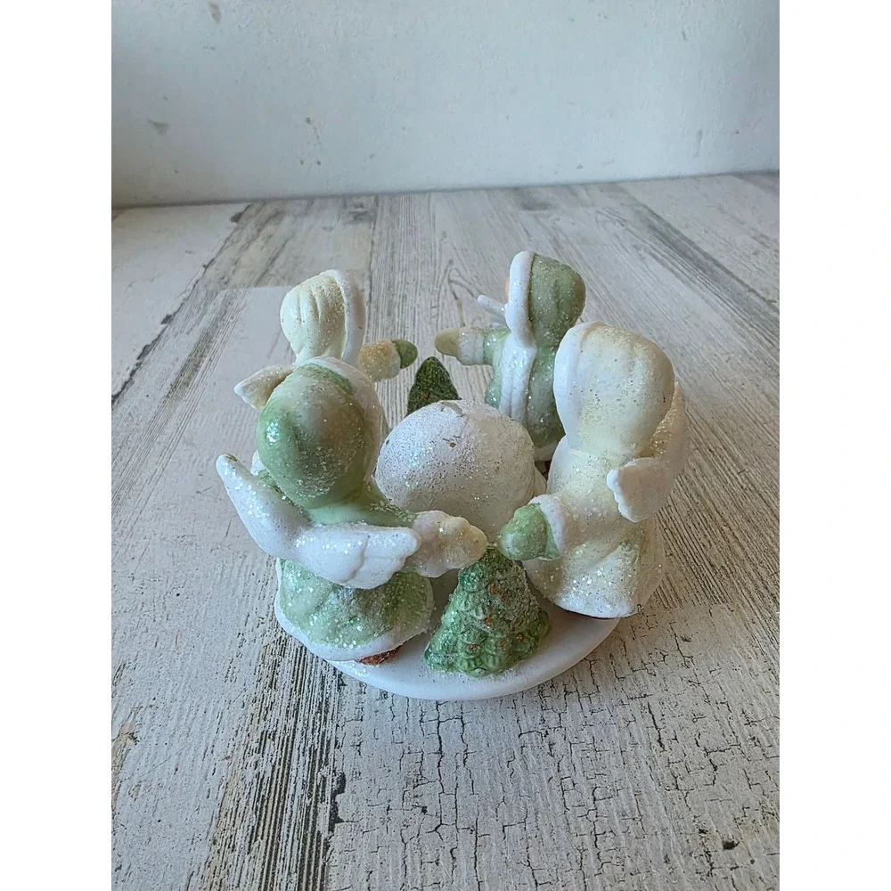 Vintage homemakers Angel glitter candle votive holder Xmas‎ cherub sparkle